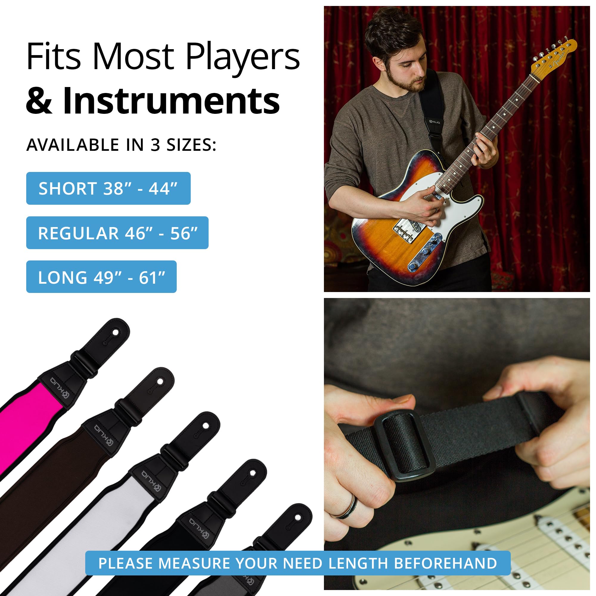 Amazon | KLIQ Music Gear エアセルギターストラップ、ベースとエレキ